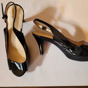 Nine West Open Toe Black Sling Back Heels